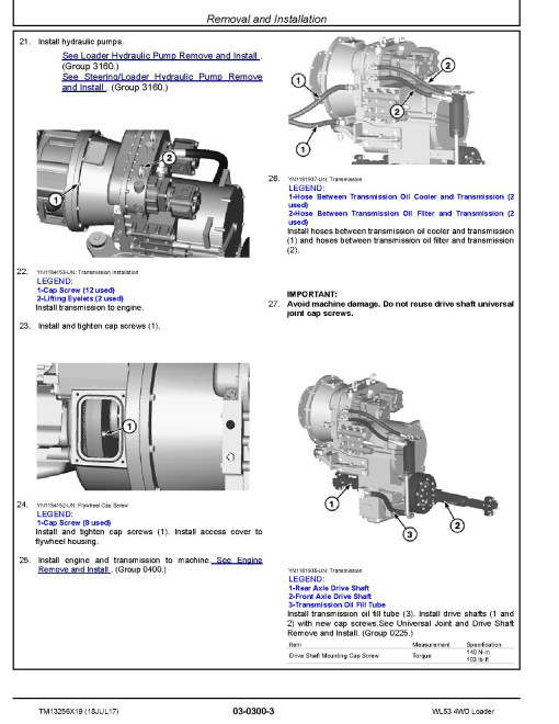 John Deere WL53 (SN: D100008-100079) 4WD Loaders Repair Manual (TM13256X19) John Deere WL53 (SN: D100008-100079) 4WD Loaders Repair Manual (TM13256X19)
