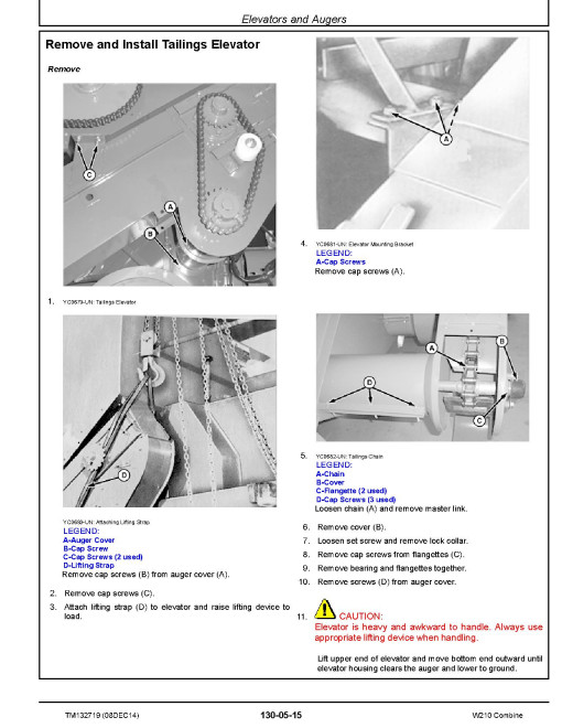 John Deere W210 Combines Repair Manual (TM132719)