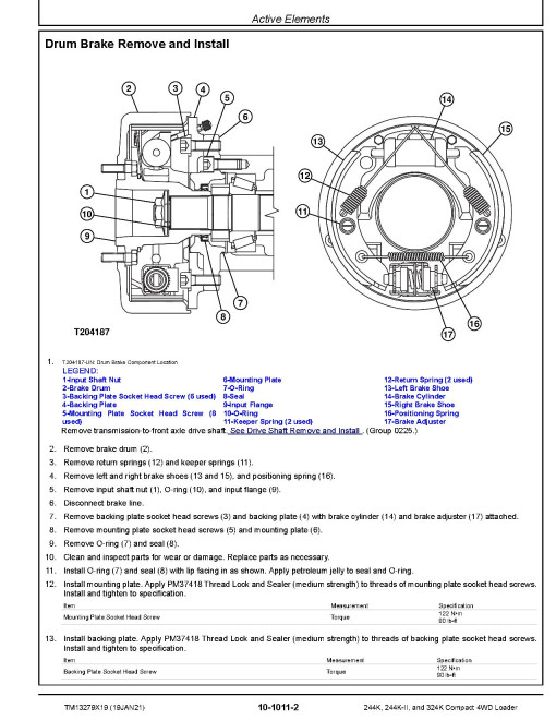John Deere 244K, 324K and 244K-II Compact 4WD Loaders Repair Manual (TM13279X19)