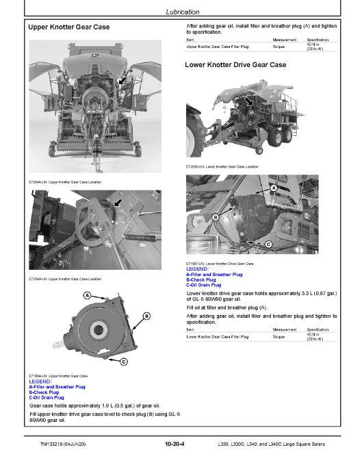 John Deere L330, L330C, L340 and L340C Large Square Balers Technical Manual (TM133219) John Deere L330, L330C, L340 and L340C Large Square Balers Technical Manual (TM133219)