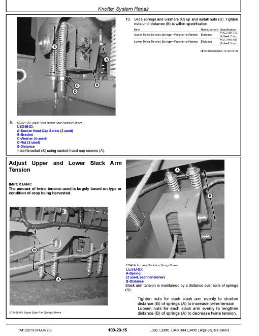 John Deere L330, L330C, L340 and L340C Large Square Balers Technical Manual (TM133219) John Deere L330, L330C, L340 and L340C Large Square Balers Technical Manual (TM133219)
