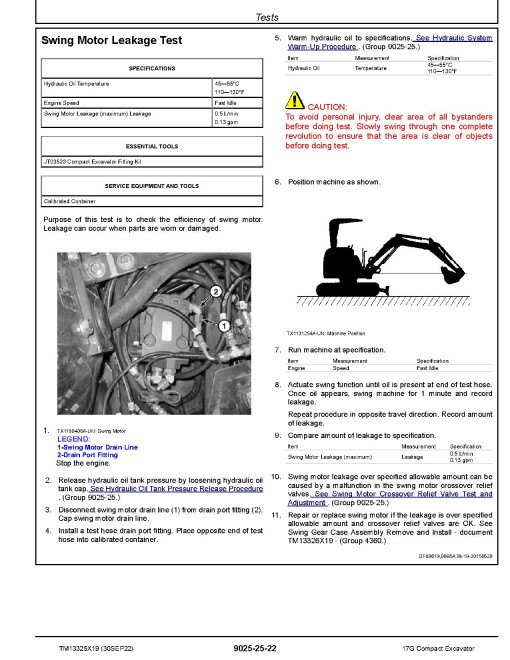John Deere 17G (SN. from K225001) Compact Excavators Operation and Test Manual (TM13325X19) John Deere 17G (SN. from K225001) Compact Excavators Operation and Test Manual (TM13325X19)
