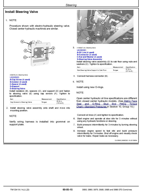 John Deere S650, S660, S670, S680, S685 and S690 STS MY2016-2017 Combines (SN: 785001-) Repair Manual (TM133419) John Deere S650, S660, S670, S680, S685 and S690 STS MY2016-2017 Combines (SN: 785001-) Repair Manual (TM133419)