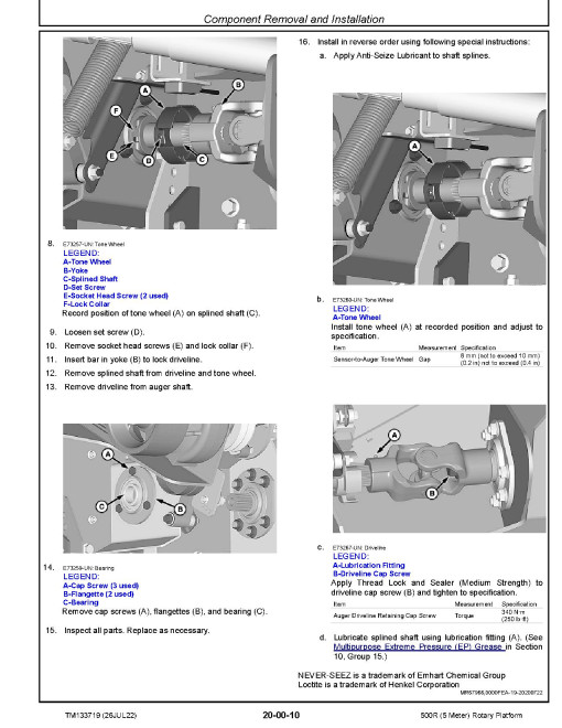John Deere 500R (5 Meter) Rotary Platforms Technical Manual (TM133719) John Deere 500R (5 Meter) Rotary Platforms Technical Manual (TM133719)
