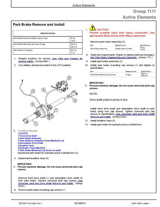 John Deere 524K (SN: D670308-677548) 4WD Loaders Repair Manual (TM13371X19) John Deere 524K (SN: D670308-677548) 4WD Loaders Repair Manual (TM13371X19)