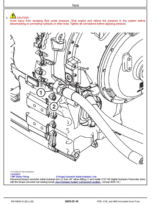 John Deere 370E, 410E and 460E Articulated Dump Trucks (SN: C668587-708124, D668587-708124) Operation and Test Manual (TM13380X19)