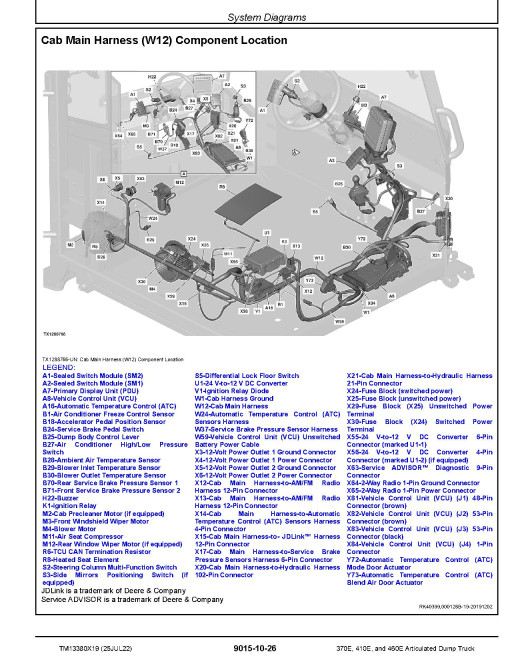 John Deere 370E, 410E and 460E Articulated Dump Trucks (SN: C668587-708124, D668587-708124) Operation and Test Manual (TM13380X19)