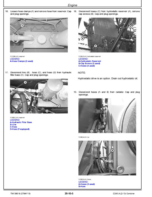 John Deere C240 (4LZ-13) Combines (China, SN. from 015000) Diagnostic and Repair Technical Manual (TM136619)
