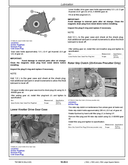 John Deere L1524, L1533 and L1534 Large Square Balers Technical Manual (TM136819) John Deere L1524, L1533 and L1534 Large Square Balers Technical Manual (TM136819)