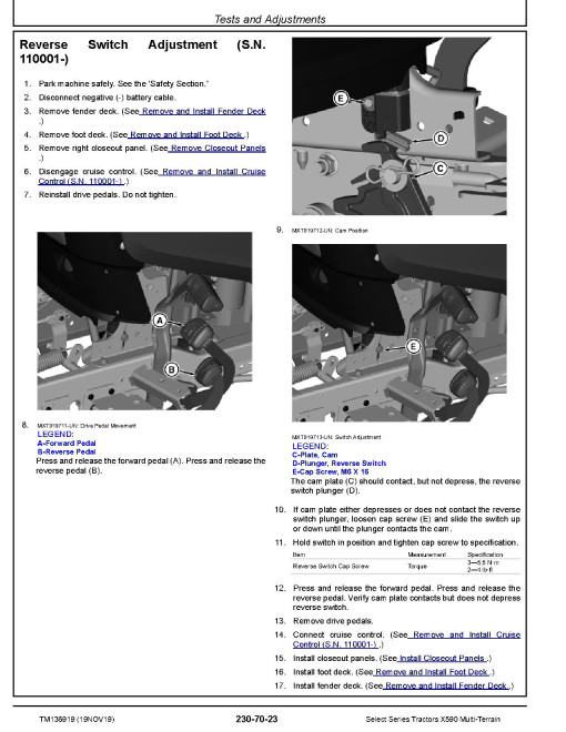 John Deere Select Series X590 Multi-Terrain Lawn Tractors (SN. from 100001) Technical Manual (TM136919) John Deere Select Series X590 Multi-Terrain Lawn Tractors (SN. from 100001) Technical Manual (TM136919)