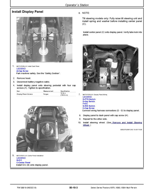 John Deere Select Series X570, X580 and X584 Multi-Terrain Lawn Tractors (SN. from 100001) Technical Manual (TM138819) John Deere Select Series X570, X580 and X584 Multi-Terrain Lawn Tractors (SN. from 100001) Technical Manual (TM138819)