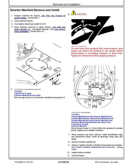 John Deere 337E (SN: C291461-428989) Knuckleboom Log Loaders Repair Manual (TM13995X19) John Deere 337E (SN: C291461-428989) Knuckleboom Log Loaders Repair Manual (TM13995X19)