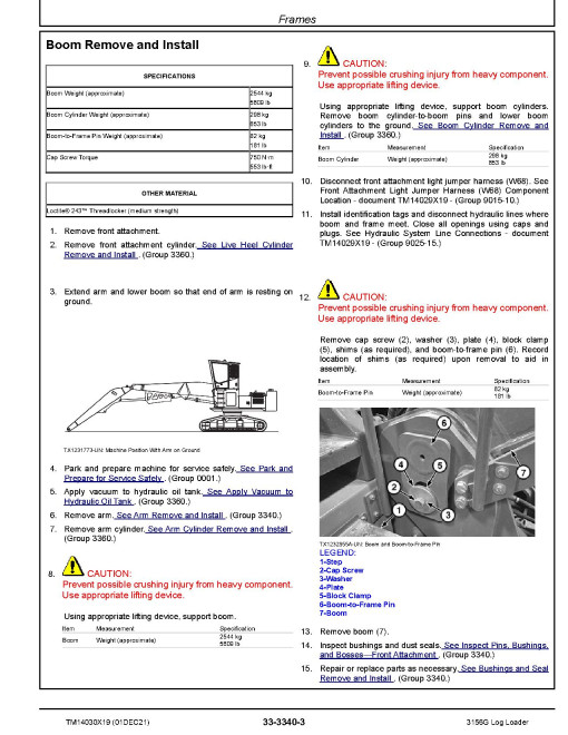John Deere 3156G (SN. from F316001) Log Loaders Repair Manual (TM14030X19) John Deere 3156G (SN. from F316001) Log Loaders Repair Manual (TM14030X19)