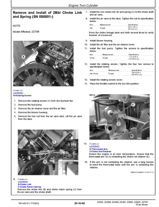 John Deere Z-Trak Z335E, Z335M, Z345M, Z345R, Z355E, Z355R and Z375R Zero-Turn Mowers (SN. from 010001) Technical Manual (TM140319) John Deere Z-Trak Z335E, Z335M, Z345M, Z345R, Z355E, Z355R and Z375R Zero-Turn Mowers (SN. from 010001) Technical Manual (TM140319)
