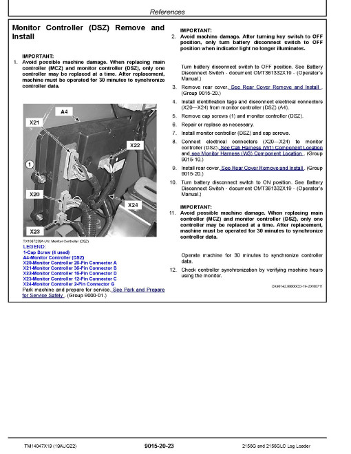 John Deere 2156G and 2156GLC Log Loaders (SN. from C216001, D216001) Operation and Test Manual (TM14047X19) John Deere 2156G and 2156GLC Log Loaders (SN. from C216001, D216001) Operation and Test Manual (TM14047X19)
