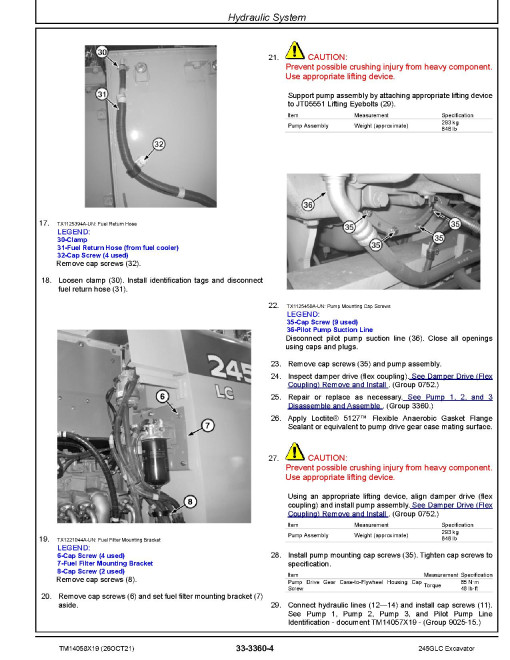 John Deere 245GLC (SN. from F800001) Crawler Excavators Repair Manual (TM14058X19) John Deere 245GLC (SN. from F800001) Crawler Excavators Repair Manual (TM14058X19)