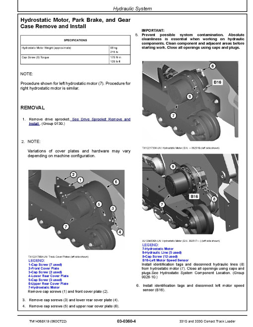 John Deere 331G and 333G Compact Track Loaders (SN: E314413-387237) Repair Manual (TM14068X19) John Deere 331G and 333G Compact Track Loaders (SN: E314413-387237) Repair Manual (TM14068X19)
