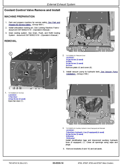 John Deere 870G, 870GP, 872G and 872GP Motor Graders (SN: F678818-680877) Repair Manual (TM14074X19) John Deere 870G, 870GP, 872G and 872GP Motor Graders (SN: F678818-680877) Repair Manual (TM14074X19)
