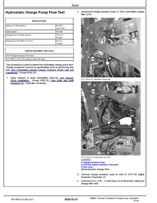 John Deere 859MH Harvesters (Closed-Loop Hydrostatic Drive) Operation and Test Manual (TM14097X19) John Deere 859MH Harvesters (Closed-Loop Hydrostatic Drive) Operation and Test Manual (TM14097X19)