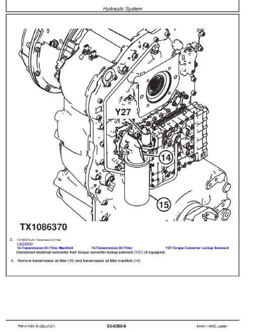 John Deere 544K-II (SN. from D677549) 4WD Loaders Repair Manual (TM14145X19) John Deere 544K-II (SN. from D677549) 4WD Loaders Repair Manual (TM14145X19)