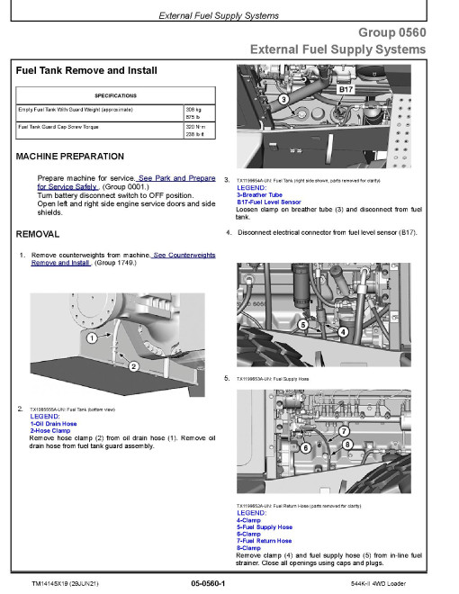 John Deere 544K-II (SN. from D677549) 4WD Loaders Repair Manual (TM14145X19) John Deere 544K-II (SN. from D677549) 4WD Loaders Repair Manual (TM14145X19)