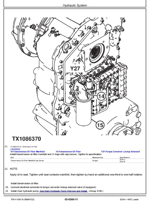 John Deere 624K-II (SN. from C677549, D677549) 4WD Loaders Repair Manual (TM14149X19) John Deere 624K-II (SN. from C677549, D677549) 4WD Loaders Repair Manual (TM14149X19)