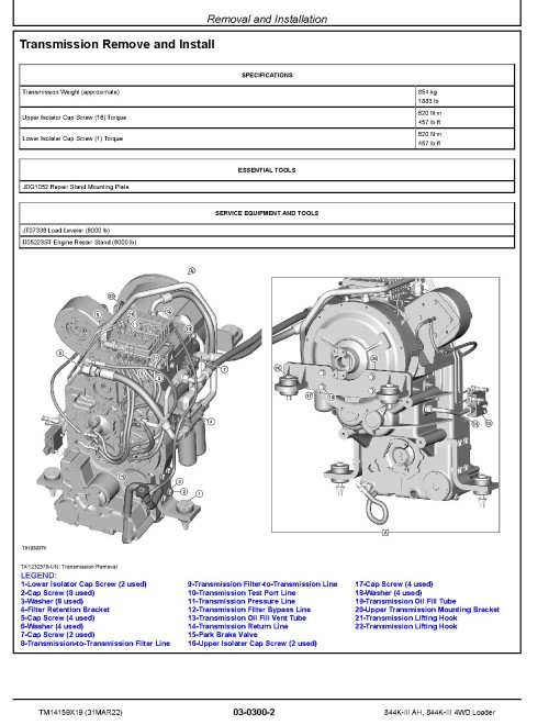 John Deere 844K-III and 844K-III AH 4WD Loaders (SN. from F677782) Repair Manual (TM14159X19) John Deere 844K-III and 844K-III AH 4WD Loaders (SN. from F677782) Repair Manual (TM14159X19)
