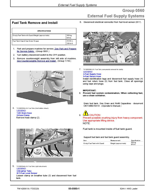 John Deere 524K-II (SN. from D001001) 4WD Loaders Repair Manual (TM14200X19) John Deere 524K-II (SN. from D001001) 4WD Loaders Repair Manual (TM14200X19)