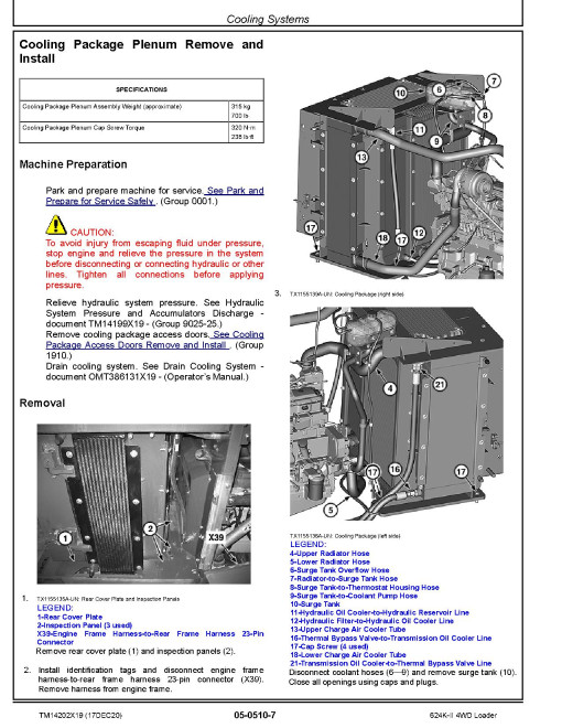 John Deere 624K-II (SN. from C001001, D001001) 4WD Loaders Repair Manual (TM14202X19) John Deere 624K-II (SN. from C001001, D001001) 4WD Loaders Repair Manual (TM14202X19)