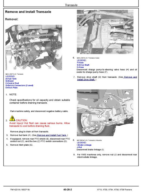 John Deere X710, X730, X734, X738 and X739 Lawn Tractors (SN. from 040001) Technical Manual (TM142319) John Deere X710, X730, X734, X738 and X739 Lawn Tractors (SN. from 040001) Technical Manual (TM142319)