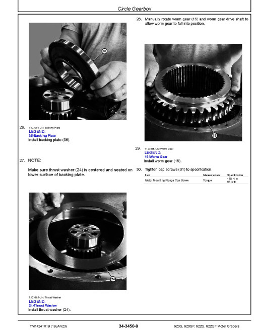 John Deere 620G, 620GP, 622G and 622GP Motor Graders (SN. from F680878, L700954) Repair Manual (TM14241X19) John Deere 620G, 620GP, 622G and 622GP Motor Graders (SN. from F680878, L700954) Repair Manual (TM14241X19)