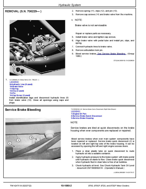 John Deere 870G, 870GP, 872G and 872GP Motor Graders (SN. from F680878, L700954) Repair Manual (TM14247X19) John Deere 870G, 870GP, 872G and 872GP Motor Graders (SN. from F680878, L700954) Repair Manual (TM14247X19)