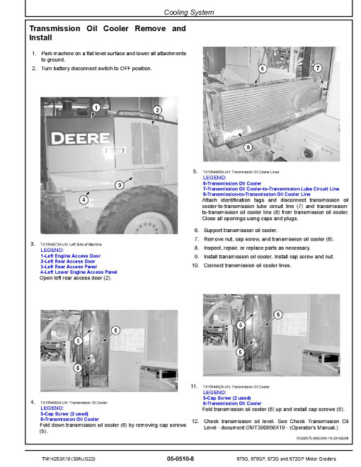 John Deere 670G, 670GP, 672G and 672GP Motor Graders (SN. from C680878, D680878) Repair Manual (TM14253X19) John Deere 670G, 670GP, 672G and 672GP Motor Graders (SN. from C680878, D680878) Repair Manual (TM14253X19)