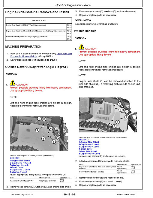 John Deere 950K Crawler Dozers (SN: C310401-338999) Repair Manual (TM14259X19) John Deere 950K Crawler Dozers (SN: C310401-338999) Repair Manual (TM14259X19)