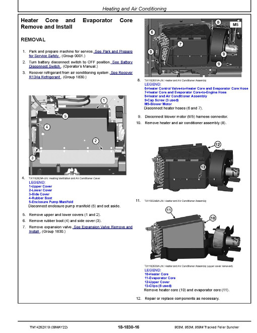 John Deere 903M, 953M and 959M Harvesters Repair Manual (TM14262X19)