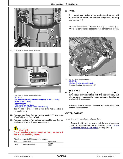 John Deere 210L EP (SN. from G895001) Tractor Loaders Repair Manual (TM14314X19) John Deere 210L EP (SN. from G895001) Tractor Loaders Repair Manual (TM14314X19)