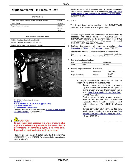 John Deere 524L (SN. from F693054) 4WD Loaders Operation and Test Manual (TM14341X19) John Deere 524L (SN. from F693054) 4WD Loaders Operation and Test Manual (TM14341X19)