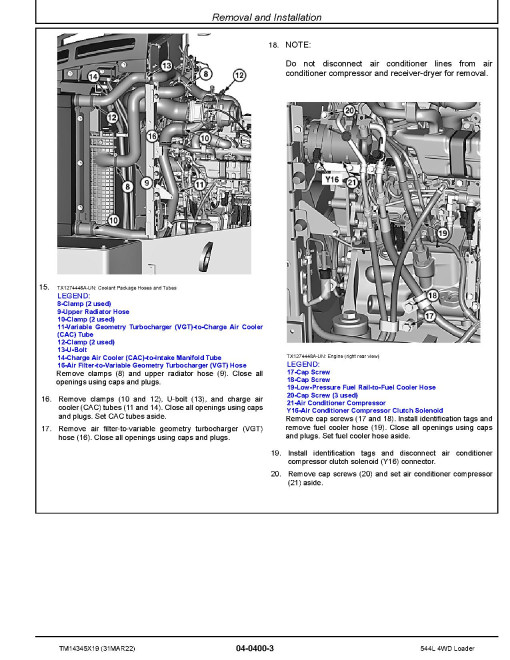 John Deere 544L (SN. from F693054) 4WD Loaders Repair Manual (TM14345X19) John Deere 544L (SN. from F693054) 4WD Loaders Repair Manual (TM14345X19)