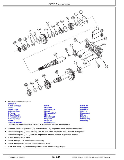 John Deere 5090R, 5100R, 5115R, 5115RH and 5125R FT4/Stage IIIB Tractors Repair Manual (TM143519) John Deere 5090R, 5100R, 5115R, 5115RH and 5125R FT4/Stage IIIB Tractors Repair Manual (TM143519)