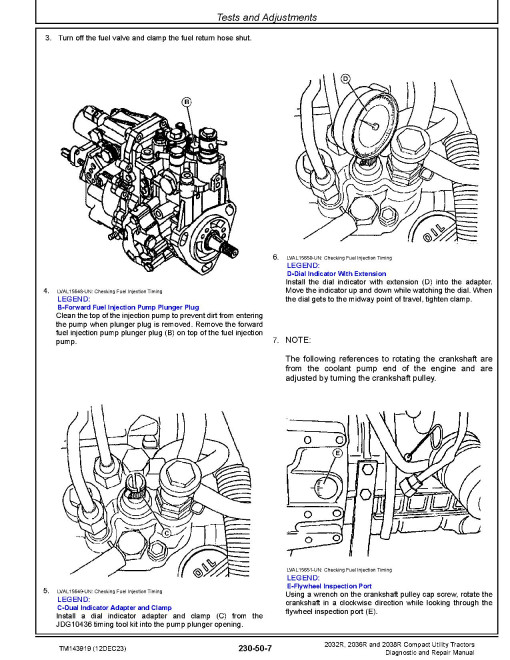John Deere 2032R, 2036R and 2038R Compact Tractors Technical Manual (TM143919)