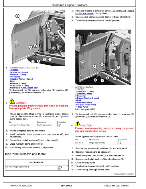 John Deere E330LC and E360 Crawler Excavators (SN. from C000001, D000001) Repair Manual (TM14401X019) John Deere E330LC and E360 Crawler Excavators (SN. from C000001, D000001) Repair Manual (TM14401X019)