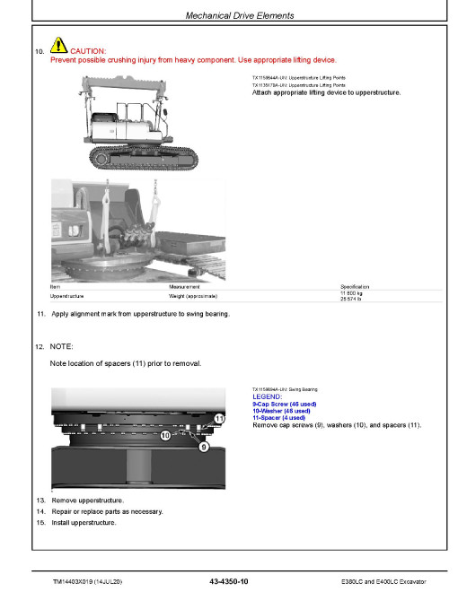 John Deere E380LC and E400LC Crawler Excavators (SN. from C000001, D000001) Repair Manual (TM14403X019) John Deere E380LC and E400LC Crawler Excavators (SN. from C000001, D000001) Repair Manual (TM14403X019)