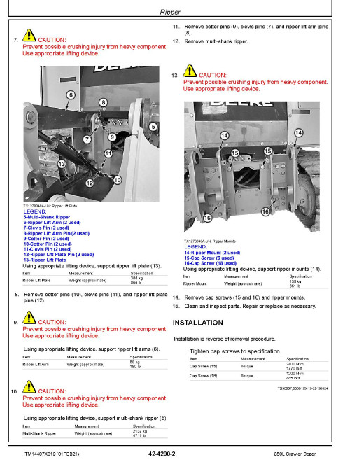 John Deere 850L (SN. from C000001) Crawler Dozers Repair Manual (TM14407X019) John Deere 850L (SN. from C000001) Crawler Dozers Repair Manual (TM14407X019)