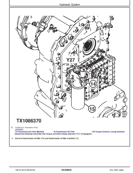 John Deere 444L (SN. from L705208) 4WD Wheel Loaders Repair Manual (TM14412X19) John Deere 444L (SN. from L705208) 4WD Wheel Loaders Repair Manual (TM14412X19)