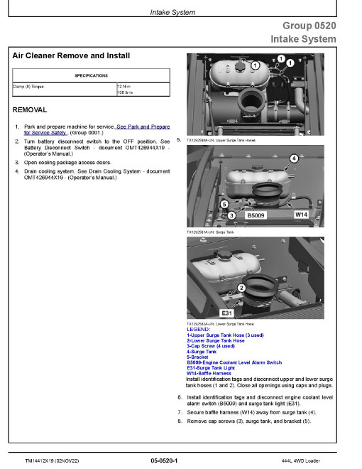 John Deere 444L (SN. from L705208) 4WD Wheel Loaders Repair Manual (TM14412X19) John Deere 444L (SN. from L705208) 4WD Wheel Loaders Repair Manual (TM14412X19)