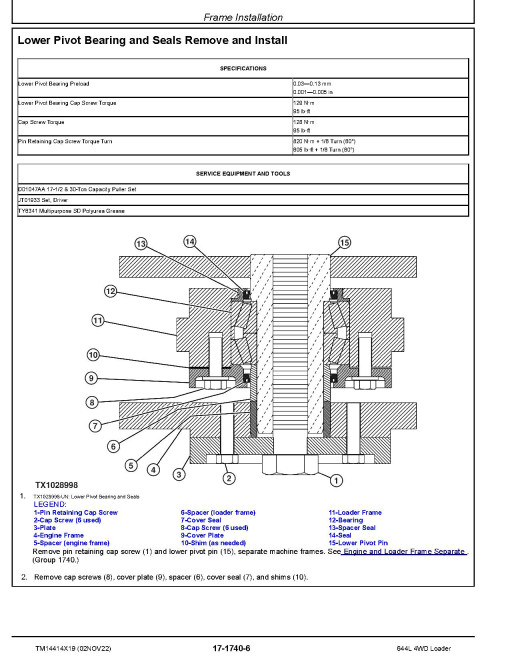 John Deere 644L (SN. from F705243) 4WD Wheel Loaders Repair Manual (TM14414X19) John Deere 644L (SN. from F705243) 4WD Wheel Loaders Repair Manual (TM14414X19)