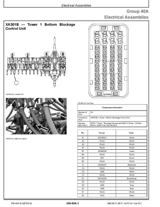 John Deere 1890 50Ft and 1890 60Ft No-Till Air Hoe Drills Diagnostic Manual (TM144319)
