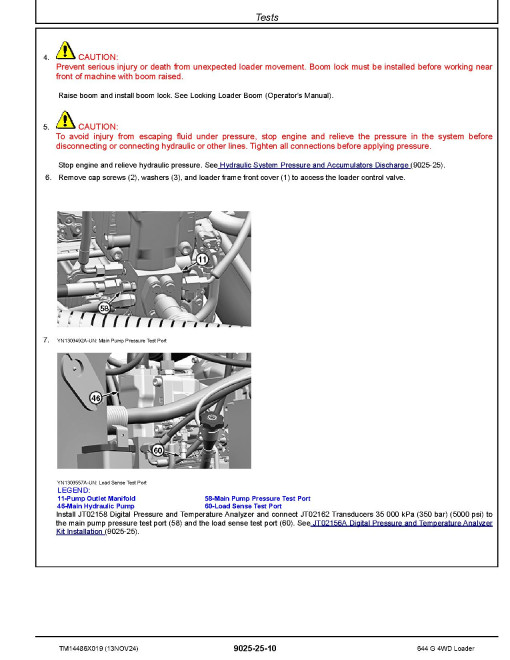 John Deere 644G (SN from CA00003, DA00002, LA00001) 4WD Wheeled Loaders Operation and Test Manual (TM14486X019)