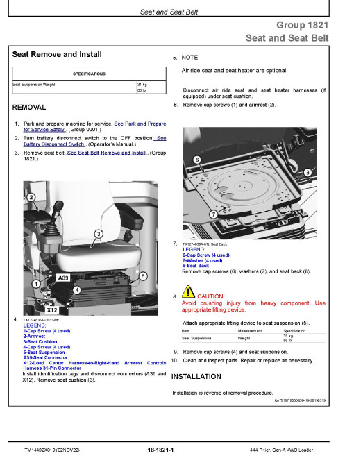 John Deere 444 P-Tier (SN. L_10283-15417) 4WD Wheel Loaders Repair Manual (TM14492X019) John Deere 444 P-Tier (SN. L_10283-15417) 4WD Wheel Loaders Repair Manual (TM14492X019)