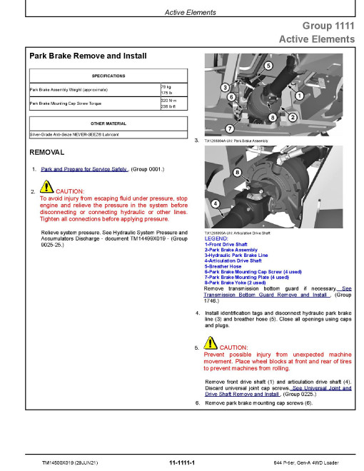 John Deere 644 P-Tier (SN. from L_10283) 4WD Wheel Loaders Repair Manual (TM14500X019) John Deere 644 P-Tier (SN. from L_10283) 4WD Wheel Loaders Repair Manual (TM14500X019)
